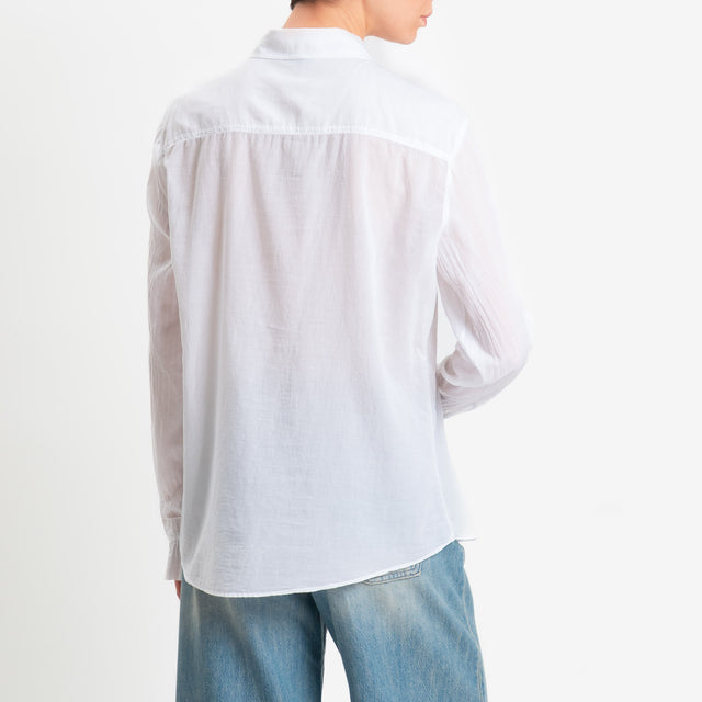 Zeroassoluto-Camicia rouches mussola di tencel/cotone - bianco