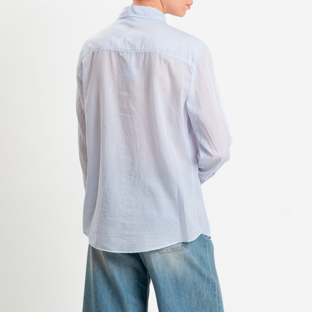 Zeroassoluto-Camicia rouches mussola di tencel/cotone - sky