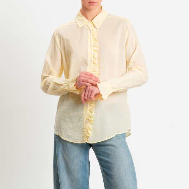 Zeroassoluto-Camicia rouches mussola di tencel/cotone - yellow