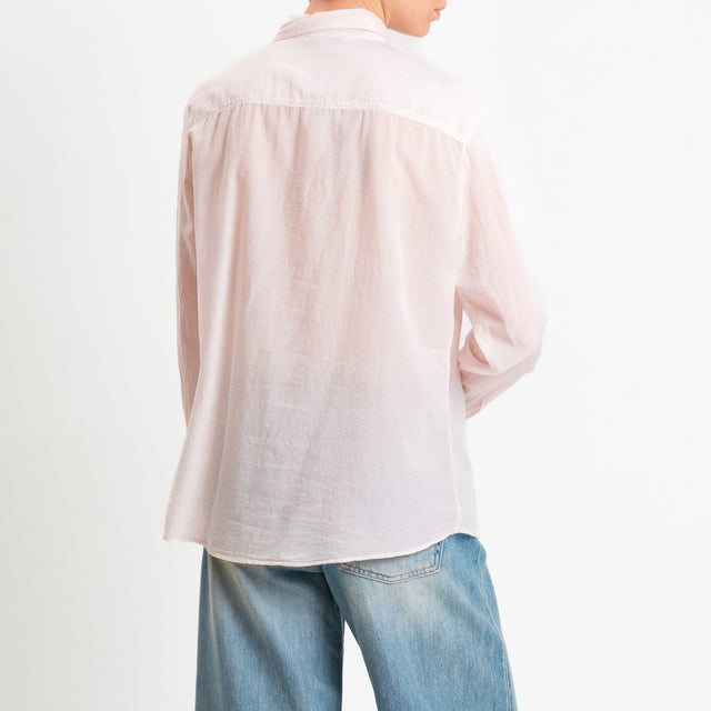Zeroassoluto-Camicia rouches mussola di tencel/cotone - light pink