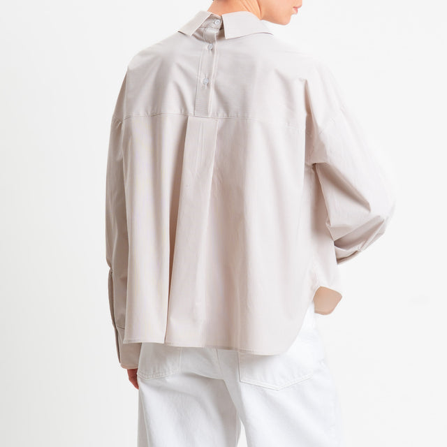 Zeroassoluto-Camicia a righe dettaglio strass - bianco/sabbia