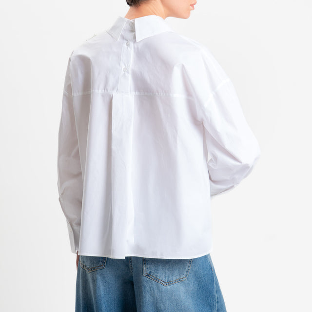 Zeroassoluto-Camicia in cotone dettaglio strass - bianco