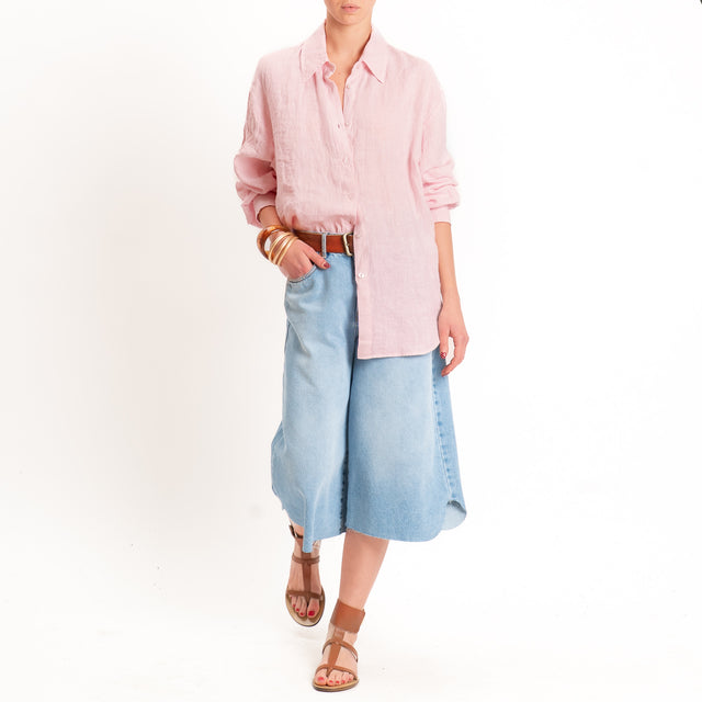 Zeroassoluto-Camicia 100% lino premium washed - light pink