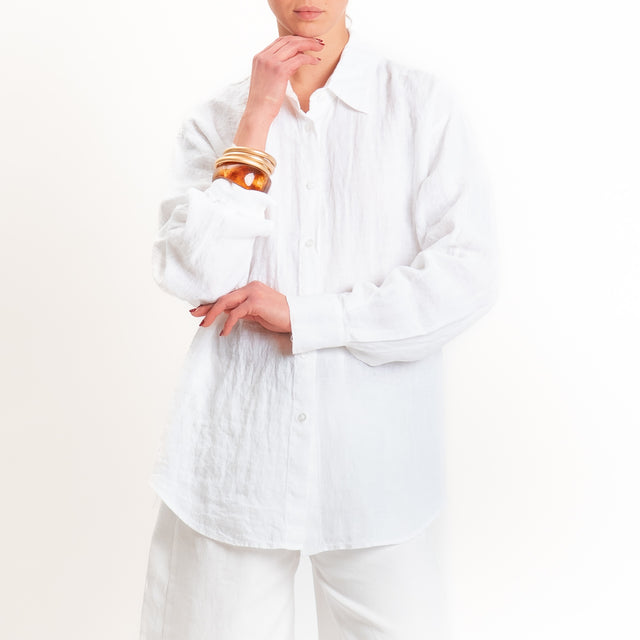 Zeroassoluto-Camicia 100% lino premium washed - bianco