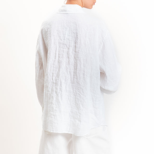 Zeroassoluto-Camicia 100% lino premium washed - bianco