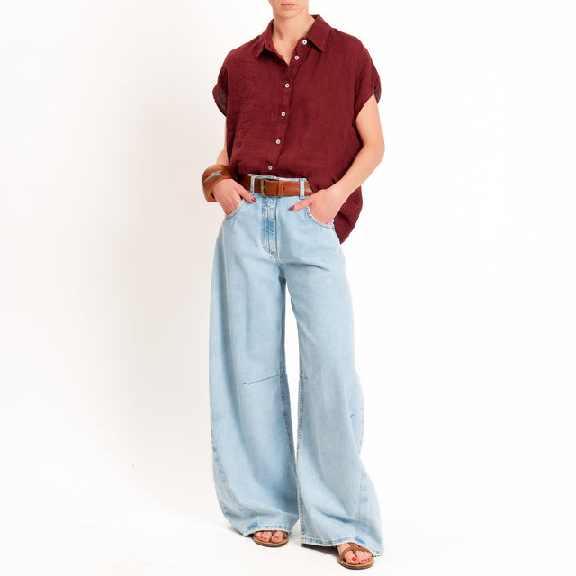 Zeroassoluto-Camicia smanicata 100% lino premium washed - india