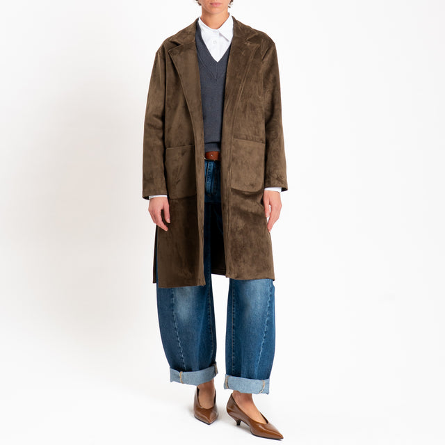 Zeroassoluto-Cappotto effetto suede - fango