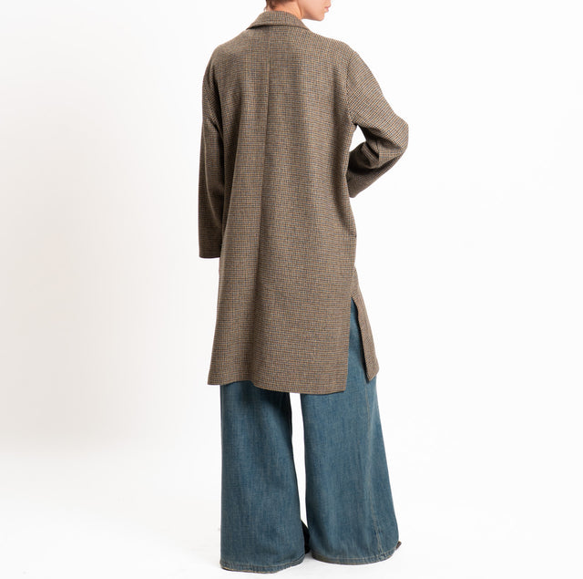 Zeroassoluto-Cappotto decostruito pied de poule - beige/jeans/tabacco