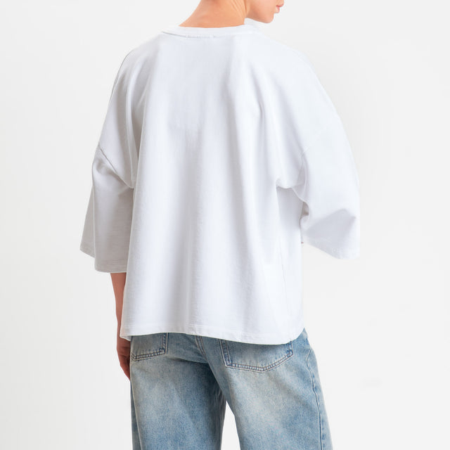 Zeroassoluto-Felpa scatola manica 3/4 stone wash high quality - latte