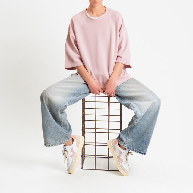 Zeroassoluto-Felpa scatola manica 3/4 stone wash high quality - light pink