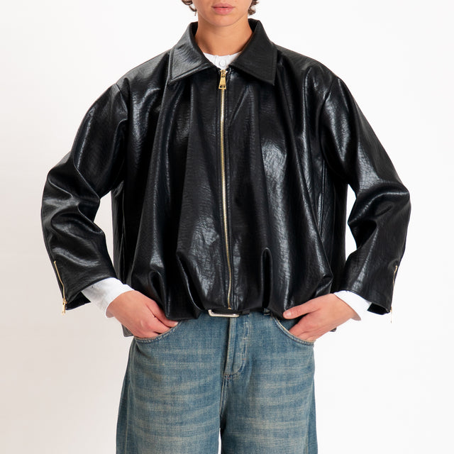 Zeroassoluto-Giacca bomber similpelle - nero