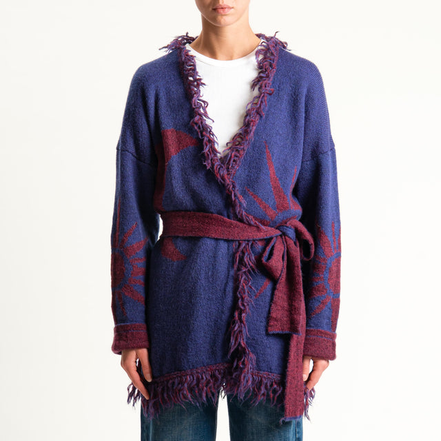 Zeroassoluto-Cardigan mohair fantasia sun DOUBLE FACE - blu/vino