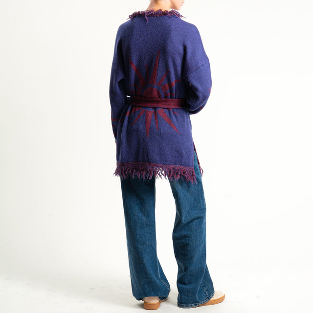Zeroassoluto-Cardigan mohair fantasia sun DOUBLE FACE - blu/vino