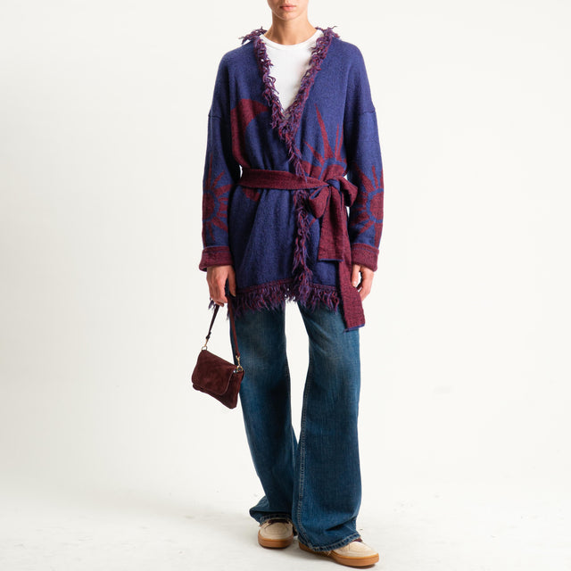 Zeroassoluto-Cardigan mohair fantasia sun DOUBLE FACE - blu/vino