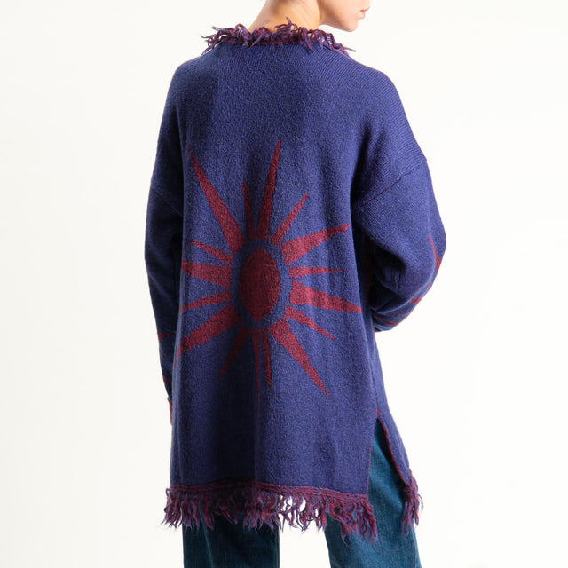 Zeroassoluto-Cardigan mohair fantasia sun DOUBLE FACE - blu/vino