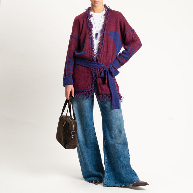 Zeroassoluto-Cardigan mohair fantasia sun DOUBLE FACE - blu/vino