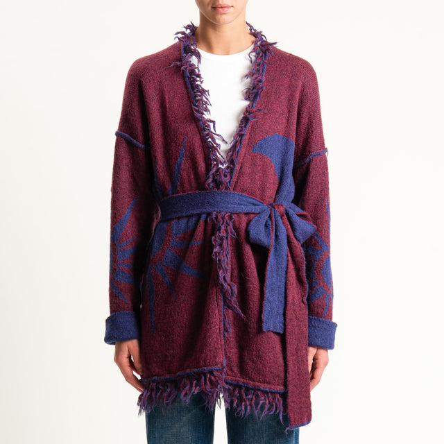 Zeroassoluto-Cardigan mohair fantasia sun DOUBLE FACE - blu/vino
