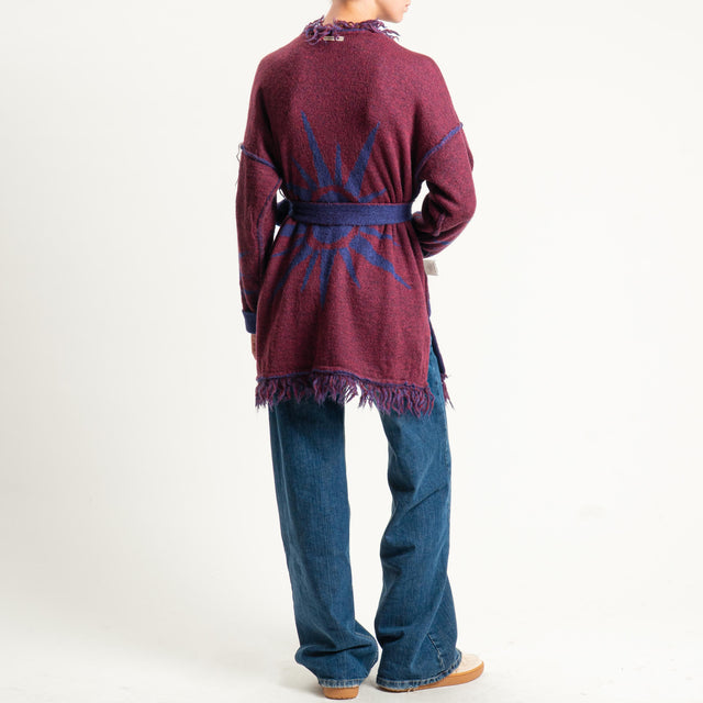 Zeroassoluto-Cardigan mohair fantasia sun DOUBLE FACE - blu/vino