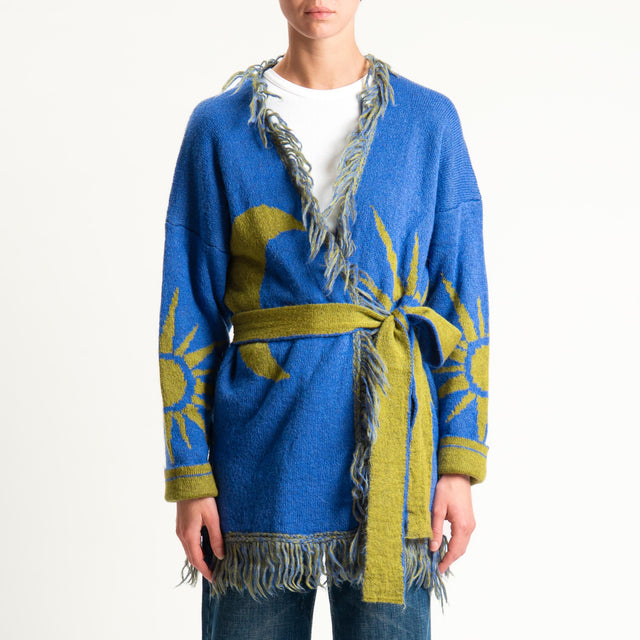 Zeroassoluto-Cardigan mohair fantasia sun DOUBLE FACE - indaco/olio
