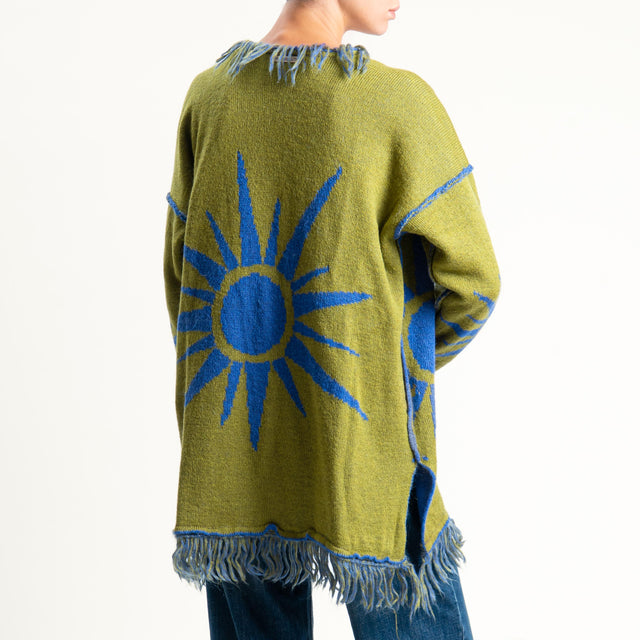 Zeroassoluto-Cardigan mohair fantasia sun DOUBLE FACE - indaco/olio