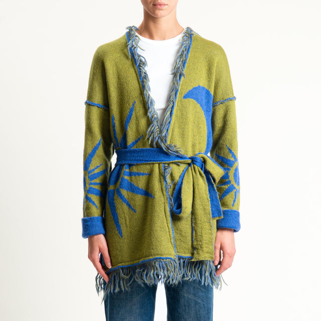 Zeroassoluto-Cardigan mohair fantasia sun DOUBLE FACE - indaco/olio