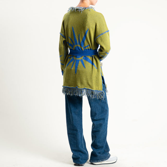 Zeroassoluto-Cardigan mohair fantasia sun DOUBLE FACE - indaco/olio