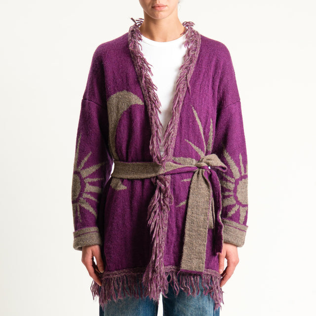 Zeroassoluto-Cardigan mohair fantasia sun DOUBLE FACE - malva/taupe