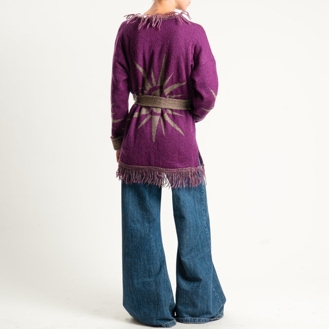 Zeroassoluto-Cardigan mohair fantasia sun DOUBLE FACE - malva/taupe