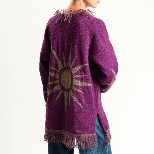 Zeroassoluto-Cardigan mohair fantasia sun DOUBLE FACE - malva/taupe