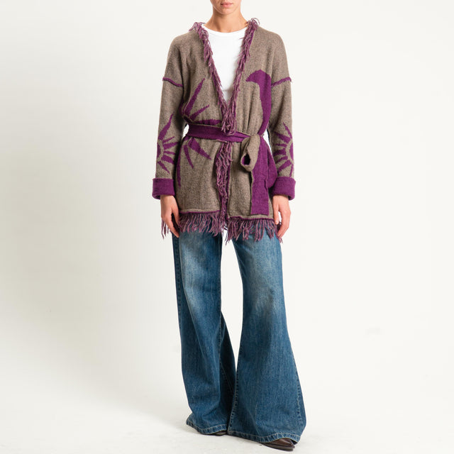 Zeroassoluto-Cardigan mohair fantasia sun DOUBLE FACE - malva/taupe