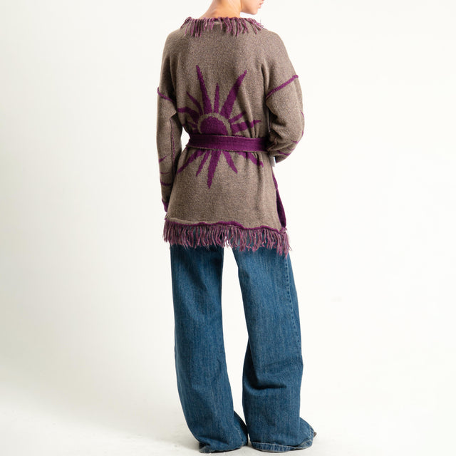 Zeroassoluto-Cardigan mohair fantasia sun DOUBLE FACE - malva/taupe