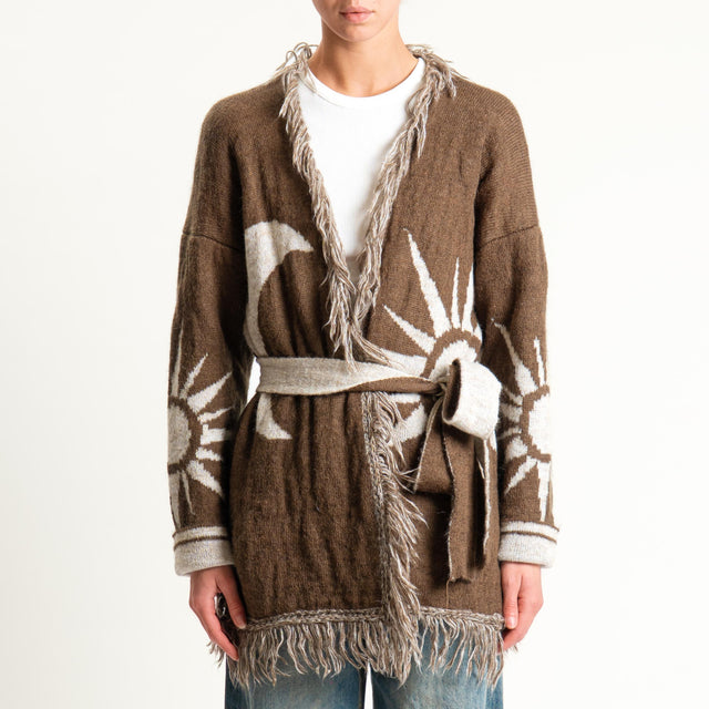 Zeroassoluto-Cardigan mohair fantasia sun DOUBLE FACE - moro/latte