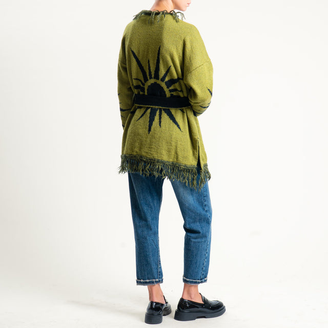 Zeroassoluto-Cardigan mohair fantasia sun DOUBLE FACE - olio/nero