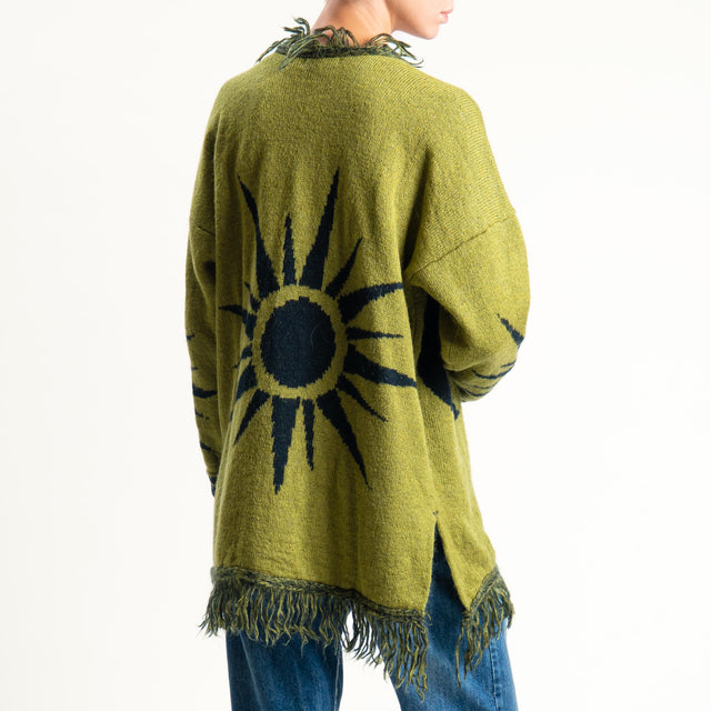 Zeroassoluto-Cardigan mohair fantasia sun DOUBLE FACE - olio/nero