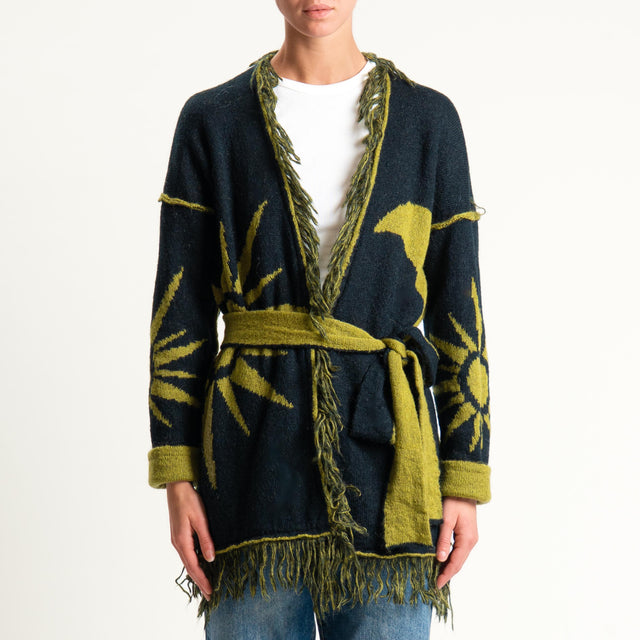 Zeroassoluto-Cardigan mohair fantasia sun DOUBLE FACE - olio/nero