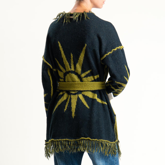 Zeroassoluto-Cardigan mohair fantasia sun DOUBLE FACE - olio/nero