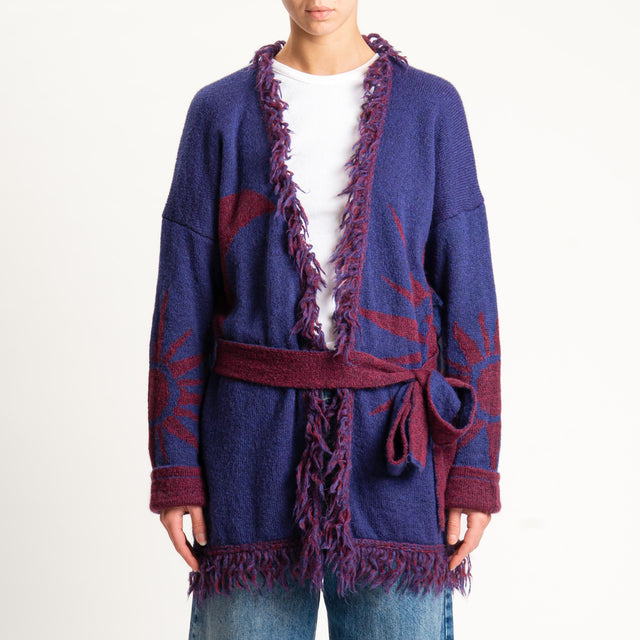 Zeroassoluto-Cardigan mohair fantasia sun DOUBLE FACE - blu/vino (B)