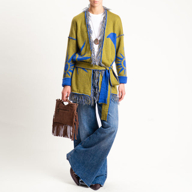 Zeroassoluto-Cardigan mohair fantasia sun DOUBLE FACE - indaco/olio (B)