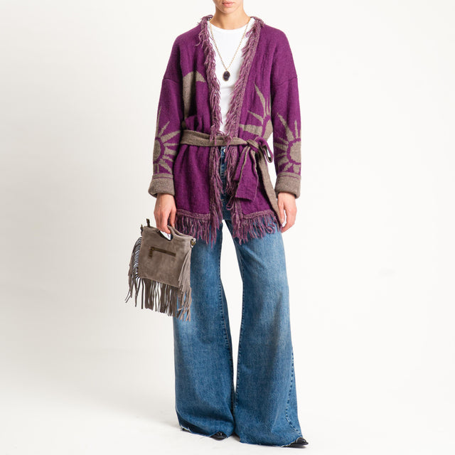 Zeroassoluto-Cardigan mohair fantasia sun DOUBLE FACE - malva/taupe (B)