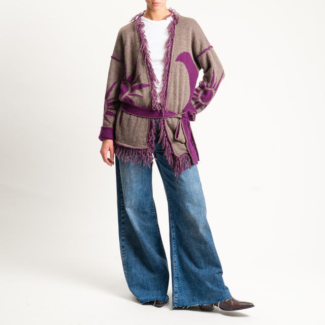 Zeroassoluto-Cardigan mohair fantasia sun DOUBLE FACE - malva/taupe (B)
