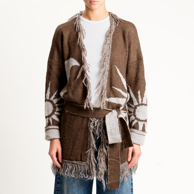 Zeroassoluto-Cardigan mohair fantasia sun DOUBLE FACE - moro/latte (B)