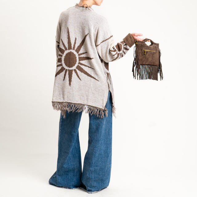 Zeroassoluto-Cardigan mohair fantasia sun DOUBLE FACE - moro/latte (B)