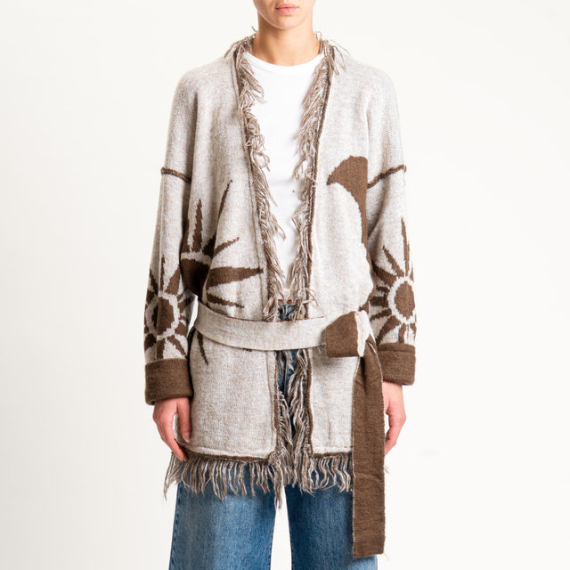 Zeroassoluto-Cardigan mohair fantasia sun DOUBLE FACE - moro/latte (B)