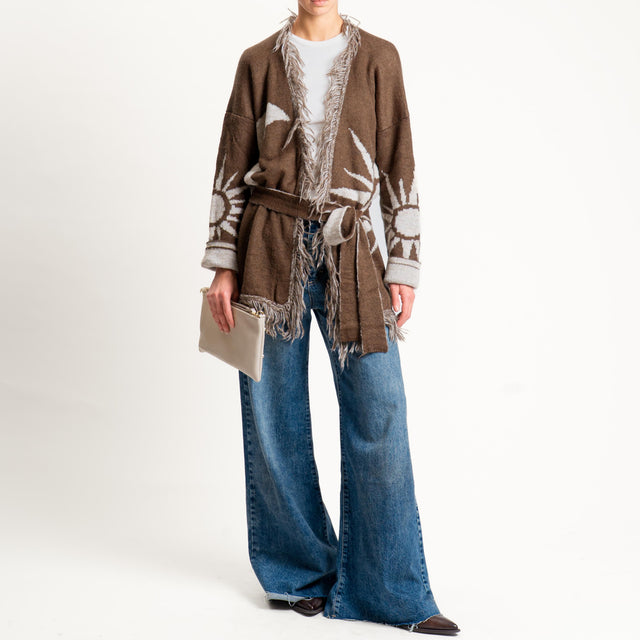 Zeroassoluto-Cardigan mohair fantasia sun DOUBLE FACE - moro/latte (B)