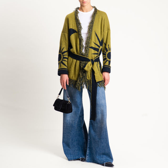 Zeroassoluto-Cardigan mohair fantasia sun DOUBLE FACE - olio/nero (B)