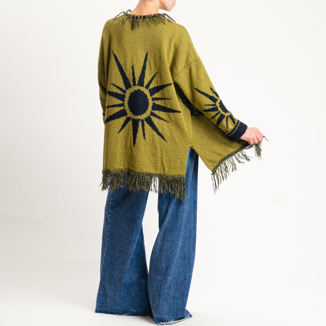 Zeroassoluto-Cardigan mohair fantasia sun DOUBLE FACE - olio/nero (B)