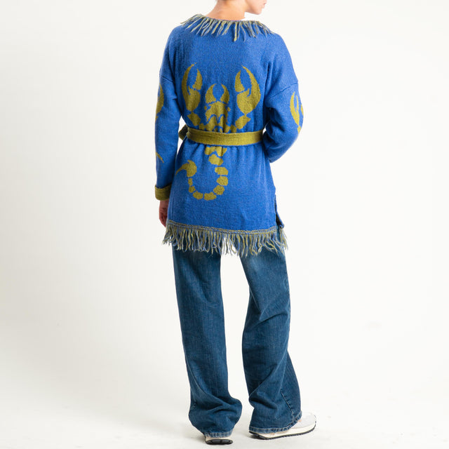 Zeroassoluto-Cardigan mohair fantasia scorpion DOUBLE FACE - indaco/olio