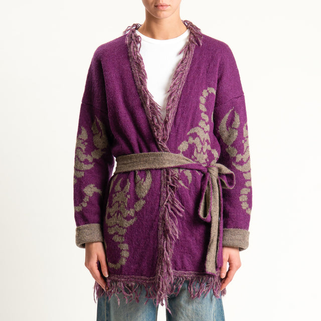 Zeroassoluto-Cardigan mohair fantasia scorpion DOUBLE FACE - malva/taupe