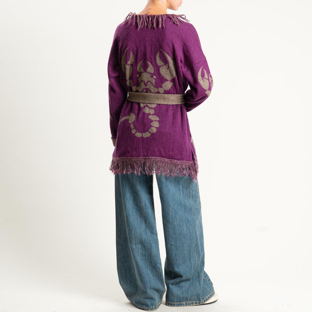 Zeroassoluto-Cardigan mohair fantasia scorpion DOUBLE FACE - malva/taupe