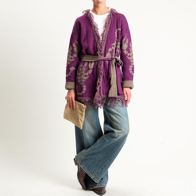 Zeroassoluto-Cardigan mohair fantasia scorpion DOUBLE FACE - malva/taupe